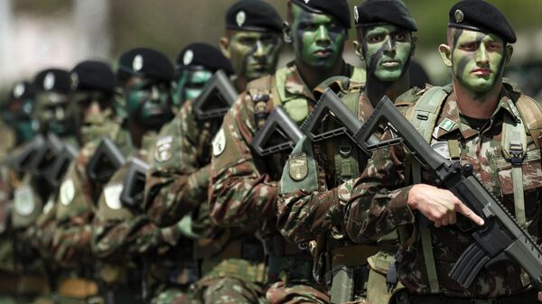 Celebração do Dia do Exército e do jubileu de 80 anos das vitórias da Força Expedicionária Brasileira (FEB) na Segunda Guerra Mundial, na Itália, Brasília, 16 de abril de 2025 - Sputnik Brasil