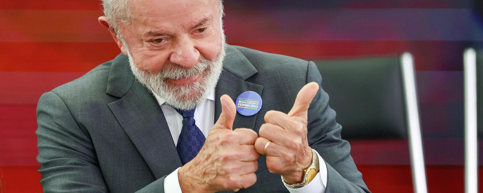 O presidente brasileiro, Luiz Inácio Lula da Silva, durante cerimônia de assinatura do Pacto Nacional Brasil contra o Feminicídio, no Palácio do Planalto. Brasília (DF), 4 de fevereiro de 2026 - Sputnik Brasil, 1920, 25.03.2026