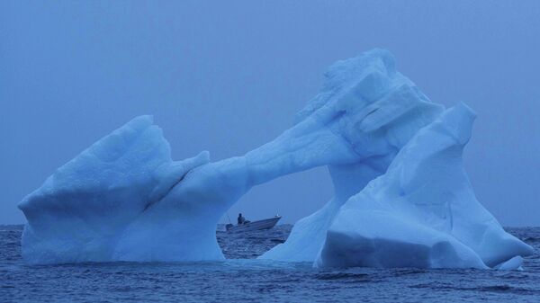 Um pescador navega entre o gelo no mar ao largo da costa de Nuuk, Groenlândia, 19 de janeiro de 2026 - Sputnik Brasil