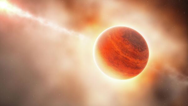 Ilustração artística mostra a formação de um planeta gigante gasoso no anel de poeira ao redor da jovem estrela HD 100546 - Sputnik Brasil