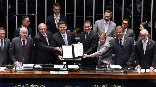 Sessão solene de promulgação do acordo Provisório de Comércio entre o MERCOSUL e a União Europeia. - Sputnik Brasil