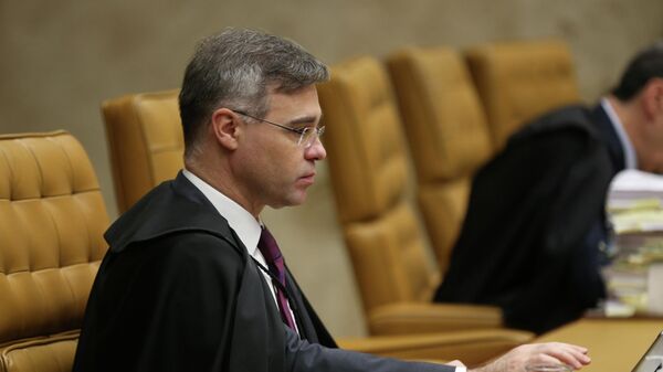 O ministro do Supremo Tribunal Federal (STF) André Mendonça durante julgamento do marco temporal de terras indígenas, em junho de 2023 - Sputnik Brasil