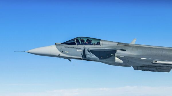  Caça F-39 E Gripen, montado no Brasil, é uma parceria com a empresa sueca Saab - Sputnik Brasil