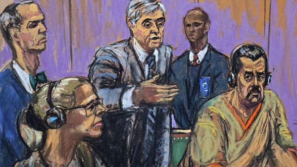 Desenho do presidente da Venezuela, Nicolás Maduro, em nova audiência em um tribunal de Nova York, 26 de março de 2026 - Sputnik Brasil