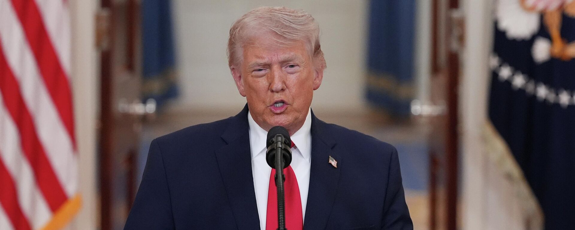 O presidente dos Estados Unidos, Donald Trump, durante discurso na Casa Branca, em 1º de abril de 2026 - Sputnik Brasil, 1920, 01.04.2026