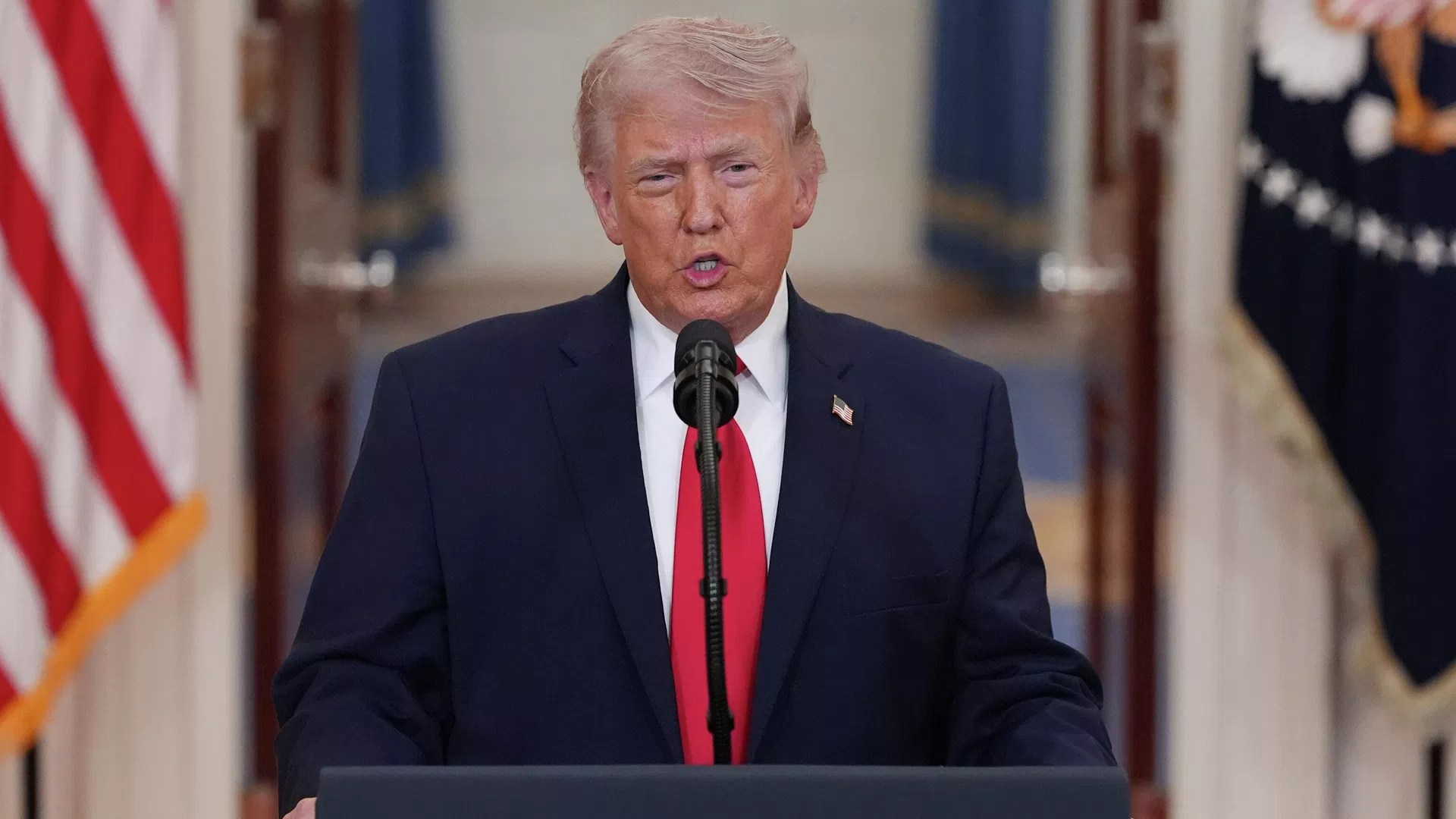 O presidente dos Estados Unidos, Donald Trump, durante discurso na Casa Branca, em 1º de abril de 2026 - Sputnik Brasil, 1920, 02.10.2026