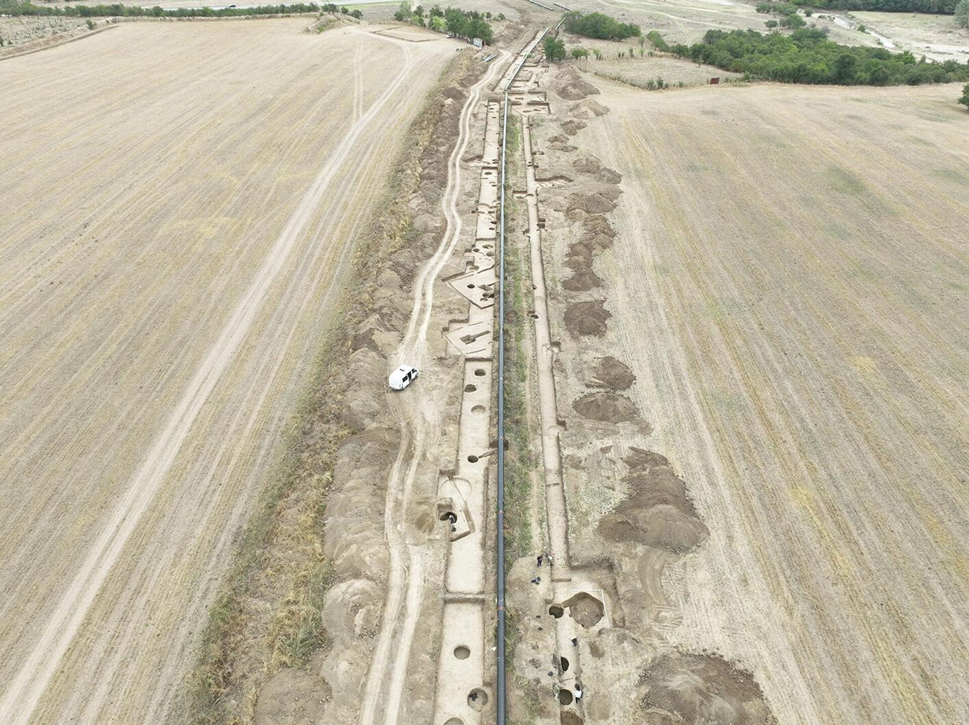 Visão geral do local de trabalho realizado na Chechênia. Escavações da cidade perdida de Magas