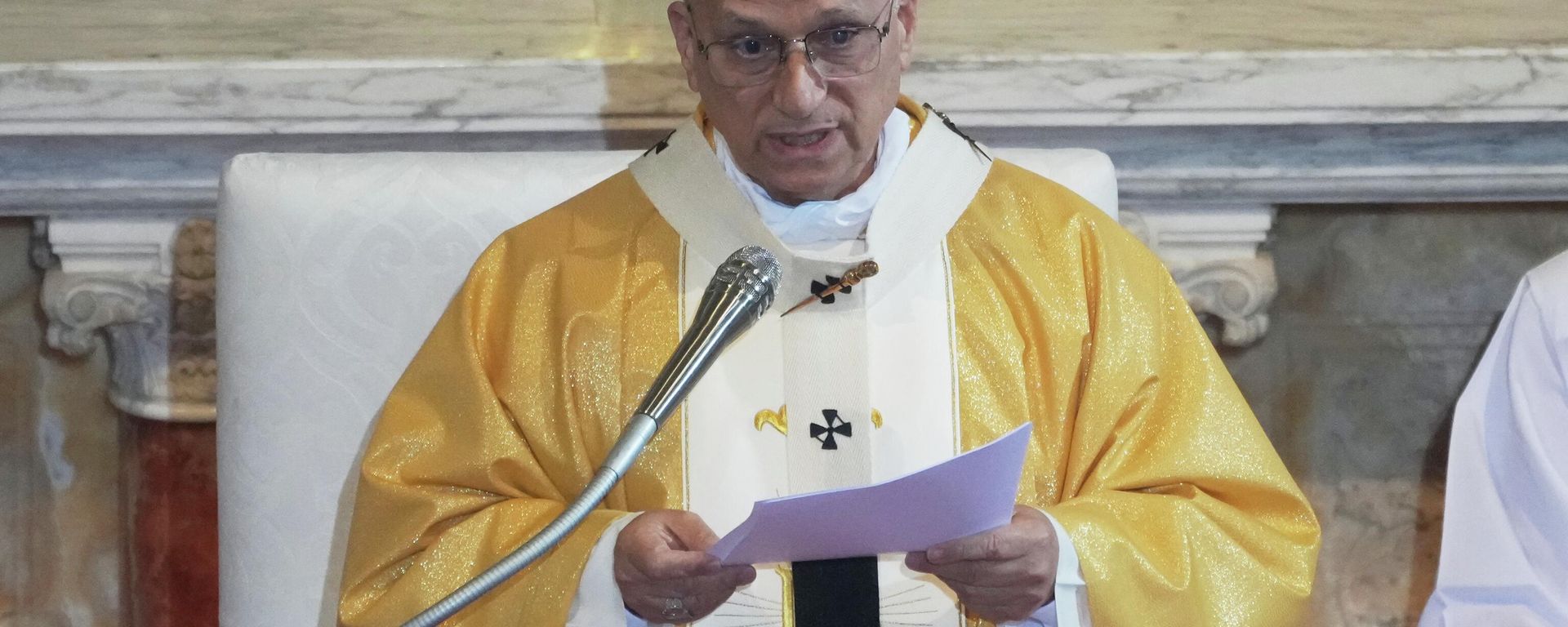 O papa Leão XIV discursa durante a celebração da missa na Basílica de Santo Agostinho em Annaba, Argélia, 14 de abril de 2026 - Sputnik Brasil, 1920, 14.04.2026