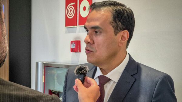 Ministro do Turismo brasileiro, Gustavo Feliciano, durante o 1º WTM Latin America Ministers' Summit. São Paulo, 14 de abril de 2026 - Sputnik Brasil