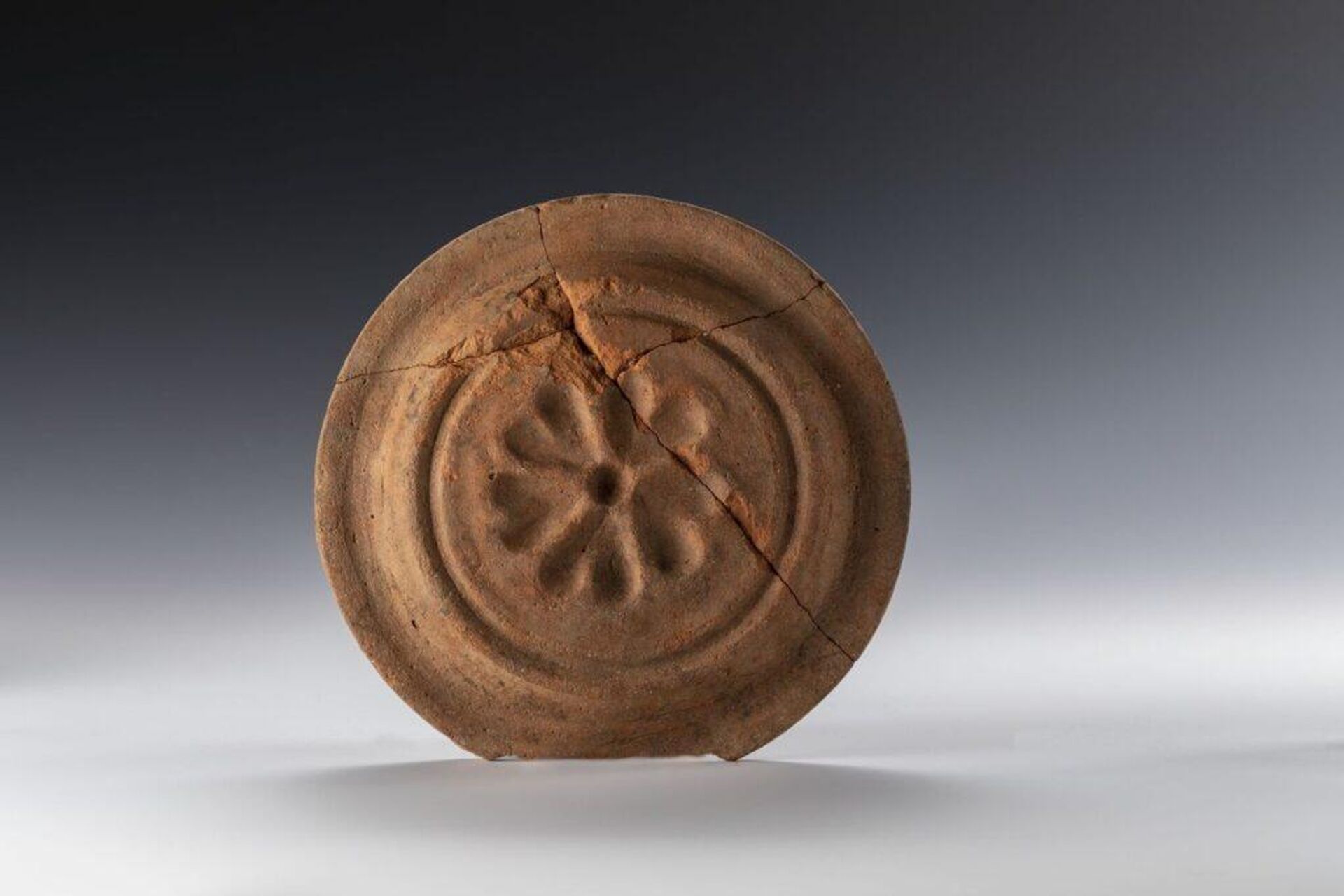 Molde de cerâmica em formato de prato com motivo de rosa de cinco específico