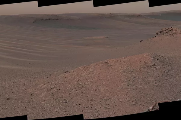 A Mastcam (câmera de mastro) do rover Curiosity da NASA em Marte capturou esse mosaico enquanto explorava a unidade rica em argila em 2019 - Sputnik Brasil