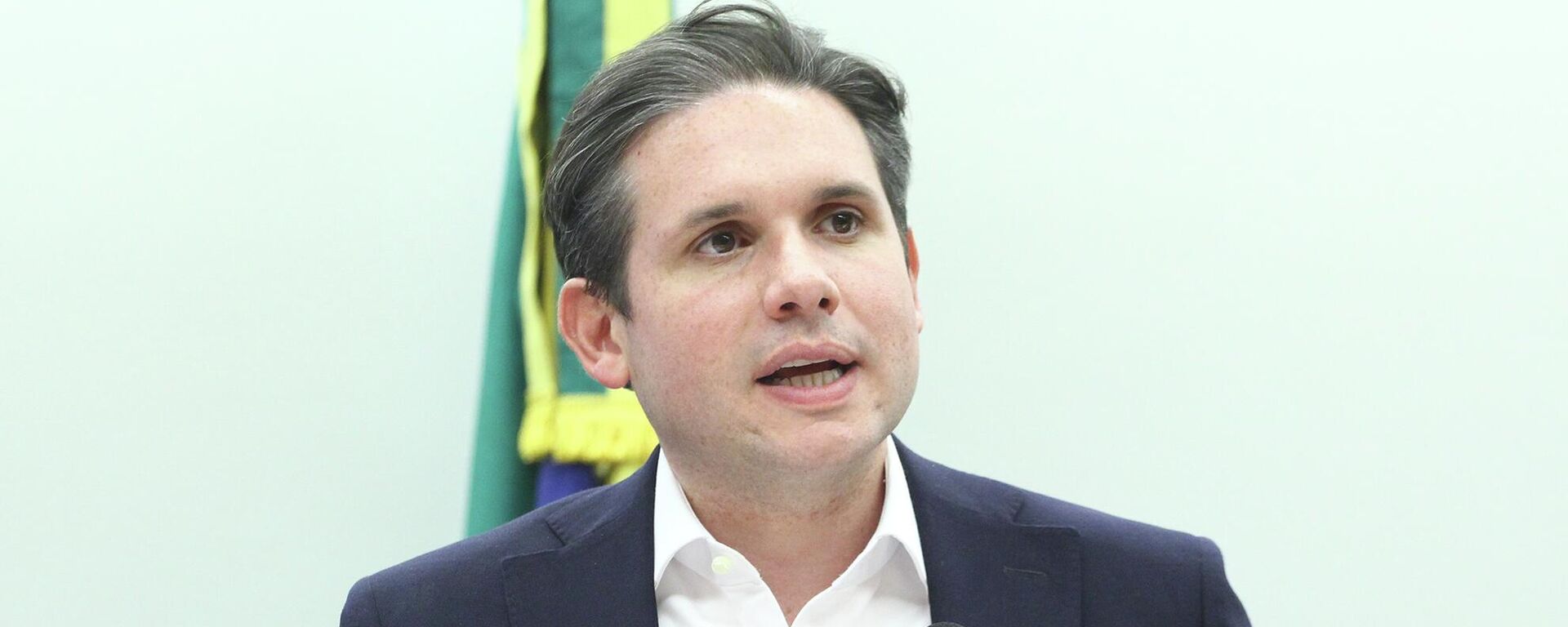 O presidente da Câmara dos Deputados, Hugo Motta (Republicanos-PB), durante evento na Câmara dos Deputados, em 23 de abril de 2026 - Sputnik Brasil, 1920, 28.04.2026