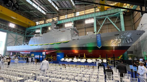 Navio-Patrulha Mangaratiba em seu dia de lançamento no Arsenal de Marinha do Rio de Janeiro - Sputnik Brasil