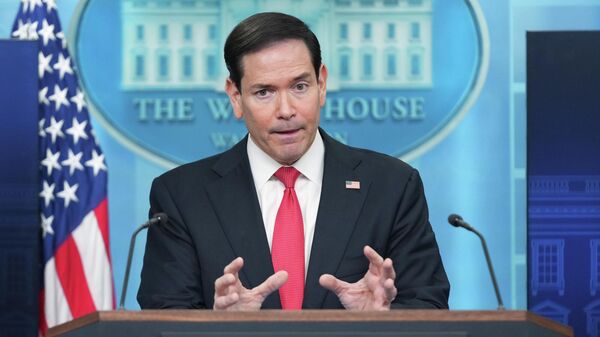 O secretário de Estado dos EUA, Marco Rubio, discursa durante coletiva de imprensa na Casa Branca, em Washington, em 5 de maio de 2026 - Sputnik Brasil