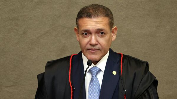 Ministro Kassio Nunes Marques durante cerimônia de posse na presidência do Tribunal Superior Eleitoral (TSE) em Brasília. 12 de maio de 2026 - Sputnik Brasil