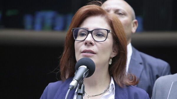 A então deputada federal Carla Zambelli durante sessão no plenário da Câmara dos Deputados, em 18 de junho de 2024 - Sputnik Brasil