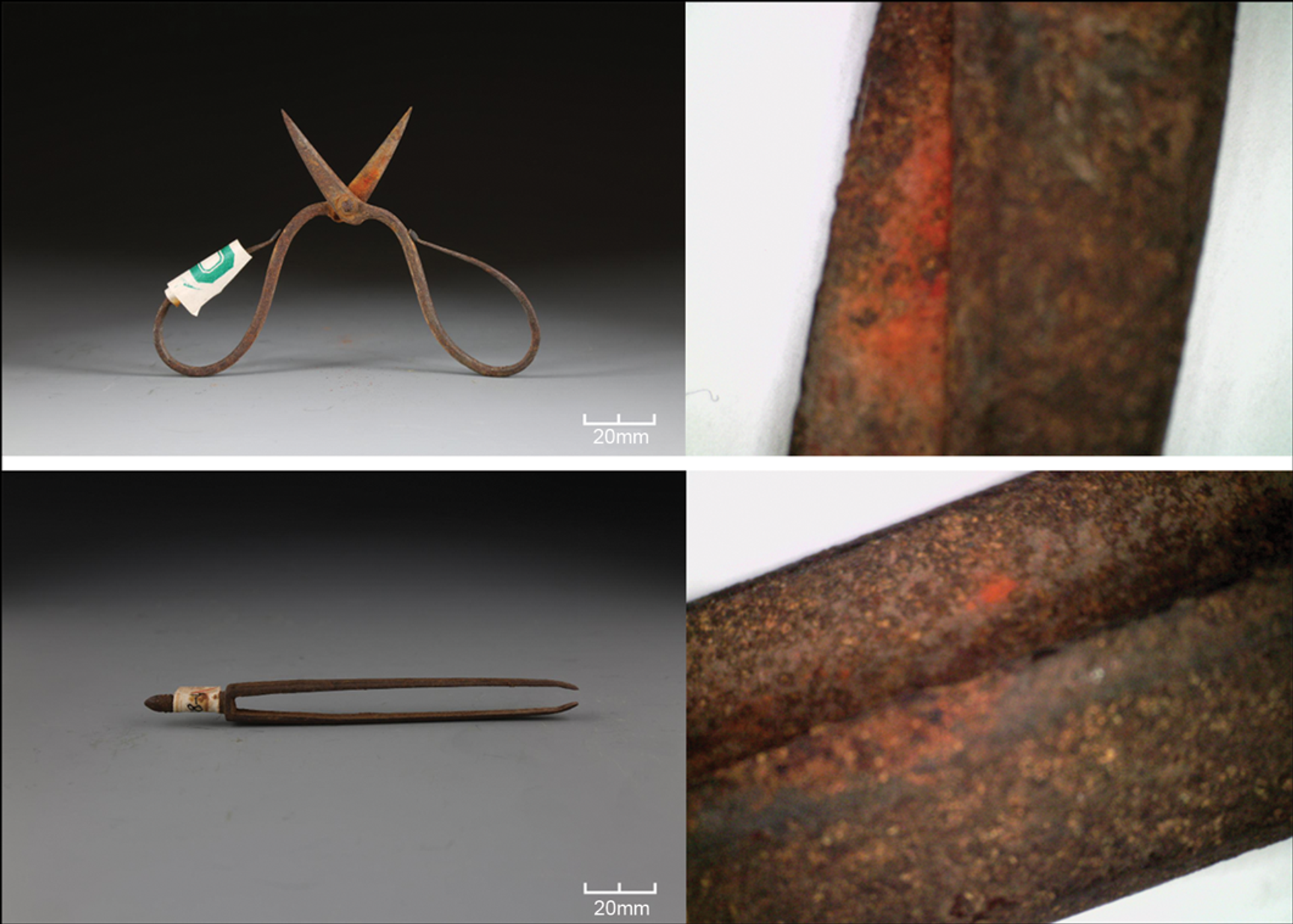 Instrumentos cirúrgicos de 600 anos, da época da dinastia Ming, com vestígios de uma substância tóxica encontrados em uma tumba no condado de Jiangyin, na China