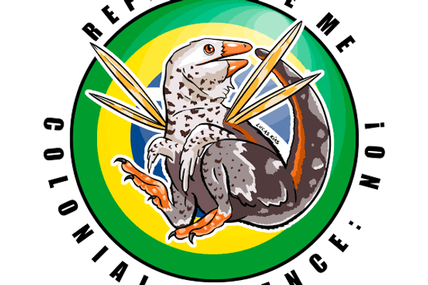 Arte da campanha feita por cientistas brasileiros contra o colonialismo científico e pela repatriação do fóssil Ubirajara jubatus, dinossauro brasileiro que viveu há cerca de 110 milhões de anos e que foi devolvido ao Brasil apenas em 2023 - Sputnik Brasil