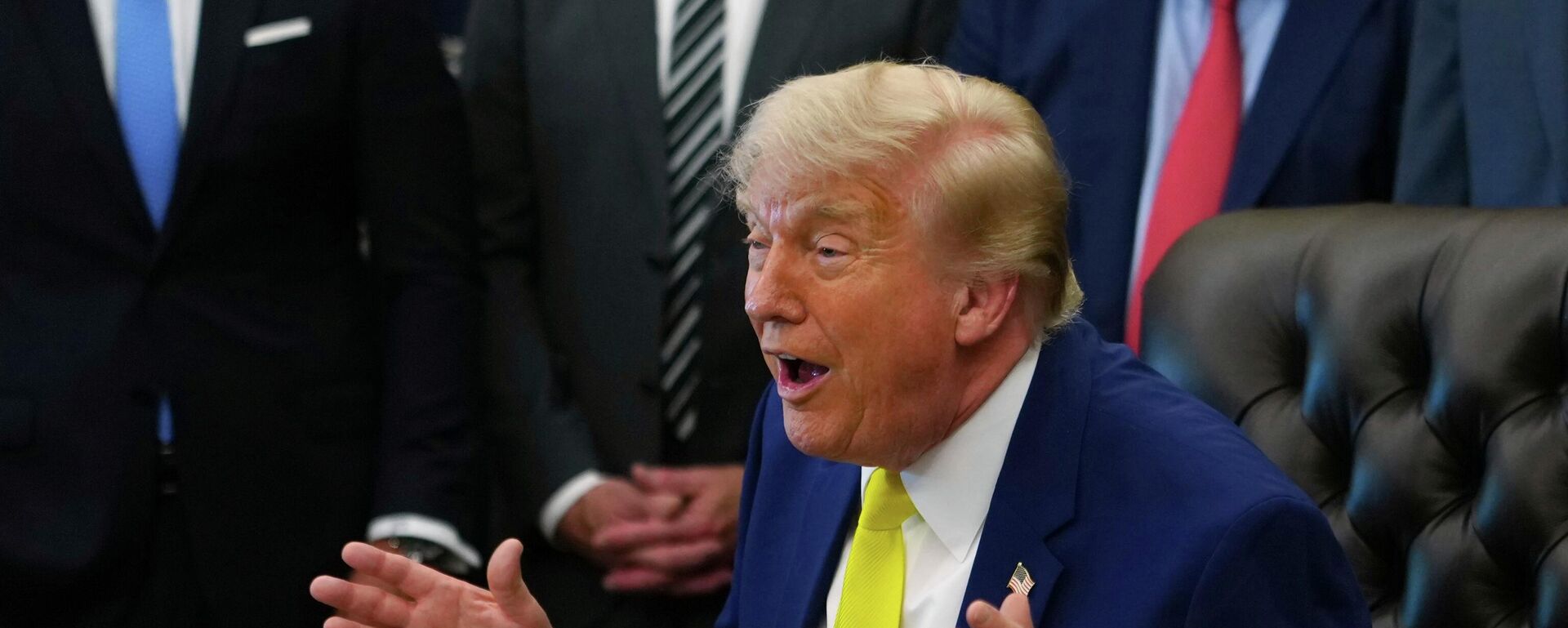 Trump durante coletiva no Salão Oval da Casa Branca, em Washington DC. EUA, 4 de junho de 2026 - Sputnik Brasil, 1920, 04.06.2026