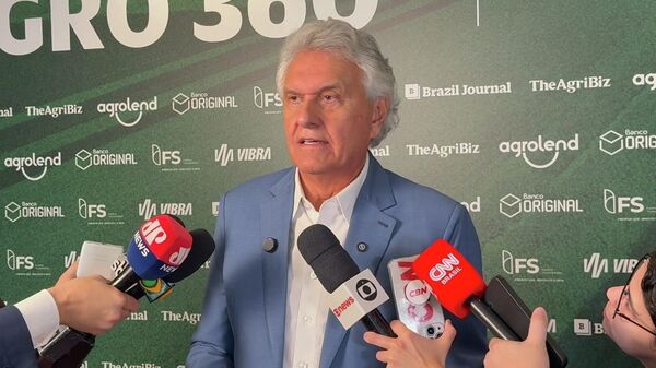 Pré-candidato Ronaldo Caiado durante evento Agro 360º, na avenida Faria Lima, em São Paulo  - Sputnik Brasil