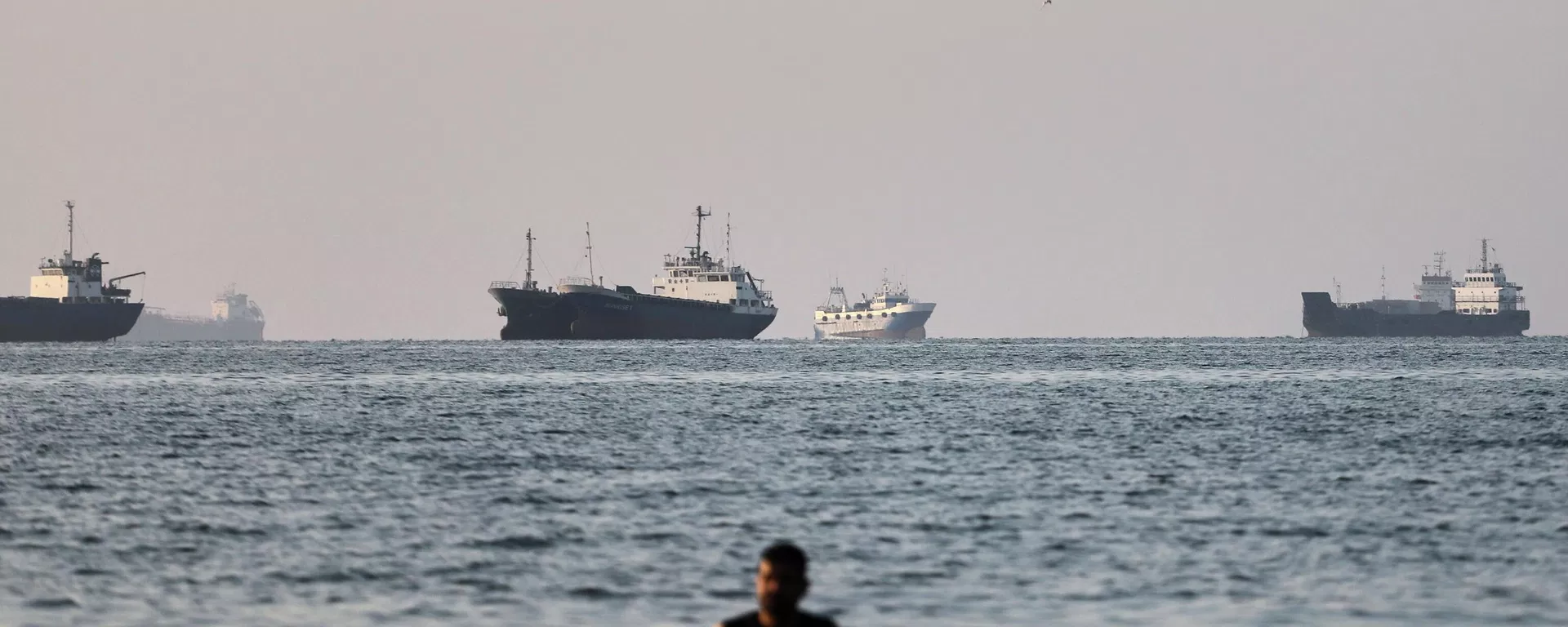 Uma pessoa permanece em pé em águas rasas enquanto navios de carga e comerciais estão ancorados no Estreito de Ormuz, próximo a Bandar Abbas, Irã, em 8 de junho de 2026 Uma pessoa permanece em pé em águas rasas enquanto navios de carga e comerciais estão ancorados no Estreito de Ormuz, próximo a Bandar Abbas, Irã, em 8 de junho de 2026 - Sputnik Brasil, 1920, 19.07.2026