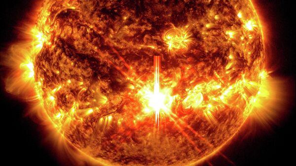 O Observatório de Dinâmica Solar da NASA capturou esta imagem de uma erupção solar X9.0 – como pode ser visto no brilho intenso no centro – a maior erupção do Ciclo Solar 25 até o momento, 3 de outubro de 2024 - Sputnik Brasil