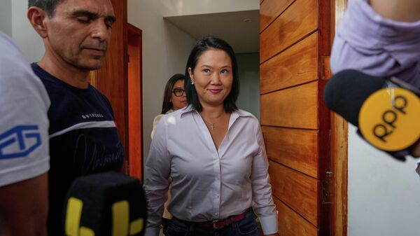 A candidata à Presidência do Peru, Keiko Fujimori, em entrevista coletiva, em 11 de junho de 2026 - Sputnik Brasil