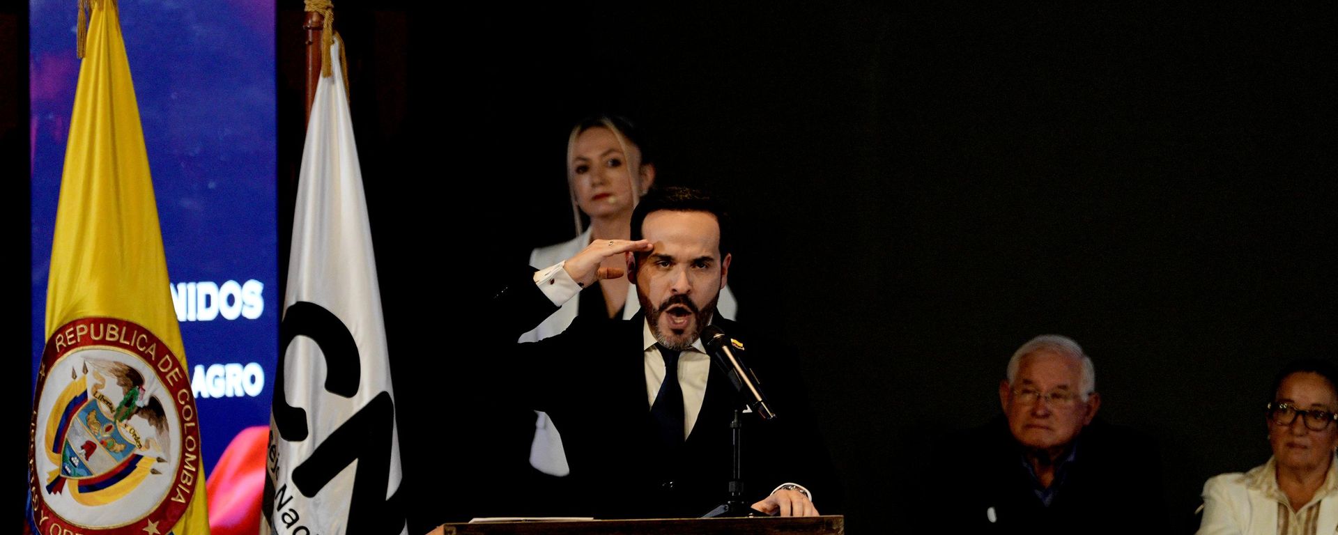 O presidente eleito da Colômbia, Abelardo de la Espriella, durante evento em Bogotá, Colômbia, em 25 de junho de 2026 - Sputnik Brasil, 1920, 07.07.2026