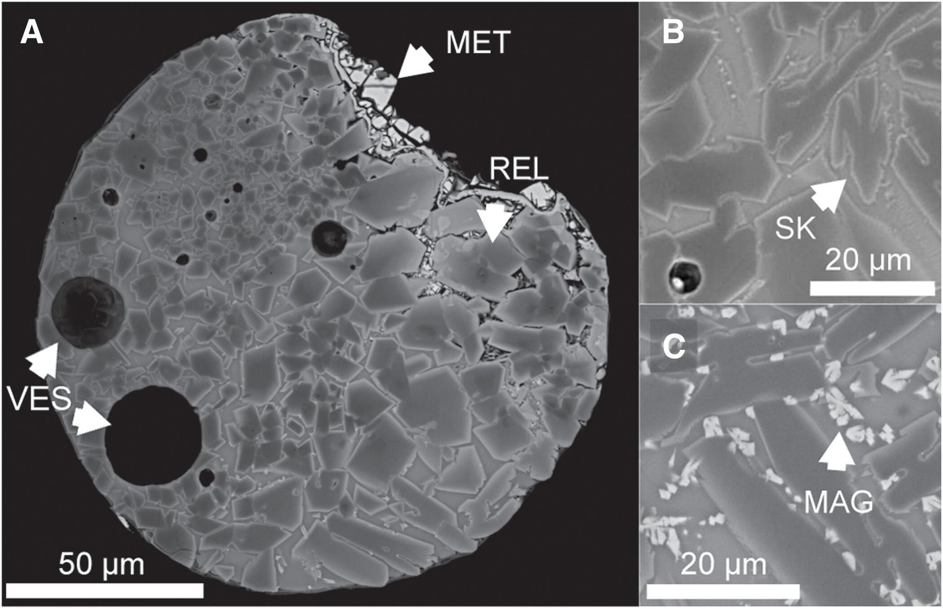 Imagens SEM BSE da esférula cósmica SCumPo WN-790 Imagens SEM BSE da esférula cósmica SCumPo WN-790