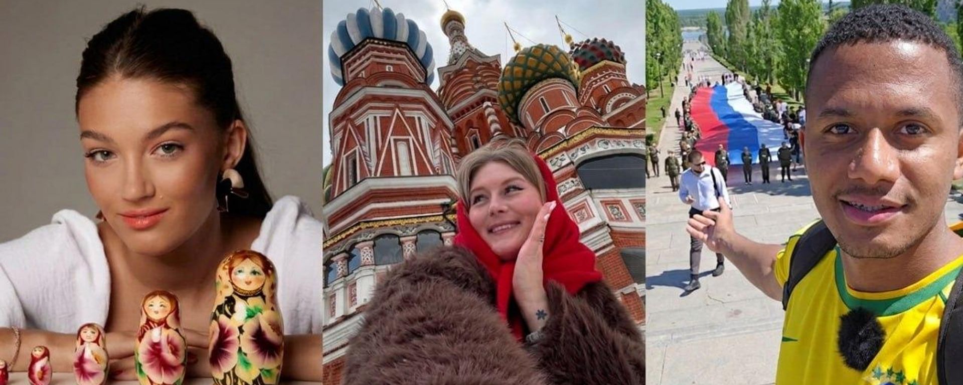 Ekaterina Puchkova, Ekaterina Brobovnikova e Thiago de Melo, influenciadores que produzem conteúdos sobre a Rússia em língua portuguesa nas redes sociais - Sputnik Brasil, 1920, 16.07.2026