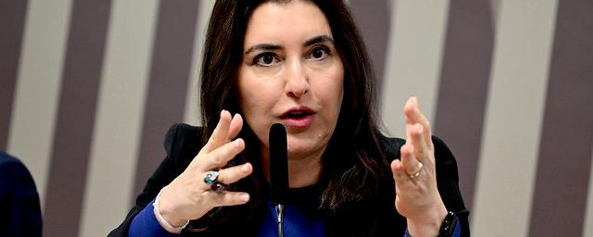 Ex-ministra Simone Tebet durante audiência pública na Comissão de Desenvolvimento Regional e Turismo no Senado, em 12 de agosto de 2025 - Sputnik Brasil, 1920, 24.07.2026