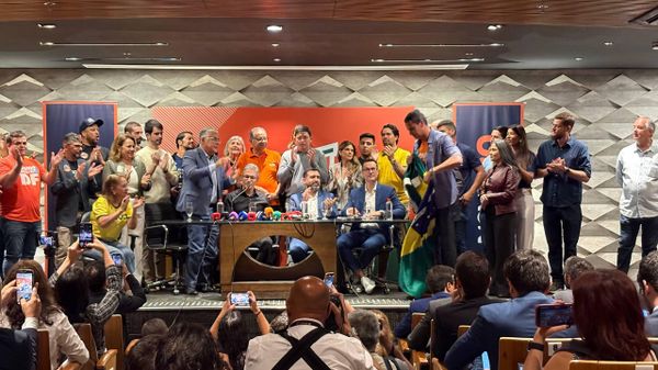 Romeu Zema, ex-governador de Minas Gerais, durante discurso em evento que lançou sua candidatura à Presidência da República pelo Partido Novo. Brasília (DF), 27 de julho de 2026 - Sputnik Brasil