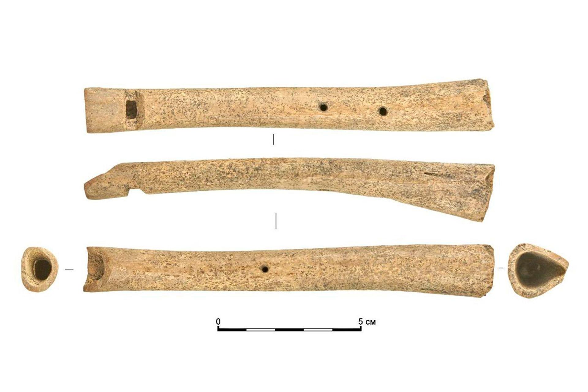 Flauta de osso dos séculos XVII–XVIII, Moscou, Rússia Flauta de osso dos séculos XVII–XVIII, Moscou, Rússia