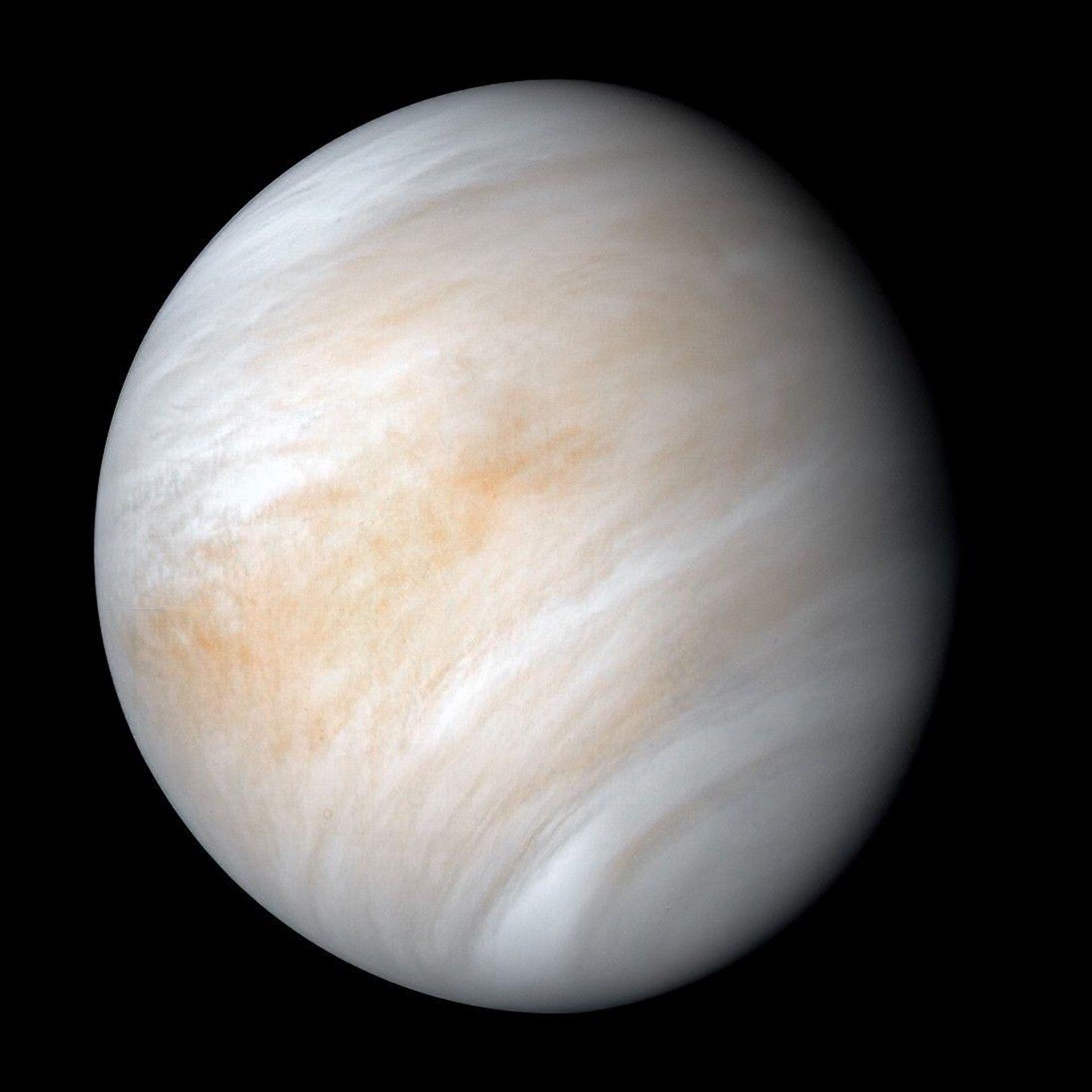 Ao se afastar de Vênus em fevereiro de 1974, a sonda Mariner 10 da NASA capturou esta imagem aparentemente pacífica do planeta. Mas, ao contrário de sua aparência serena, Vênus é um mundo de calor intenso, pressão atmosférica esmagadora e nuvens de ácido corrosivo