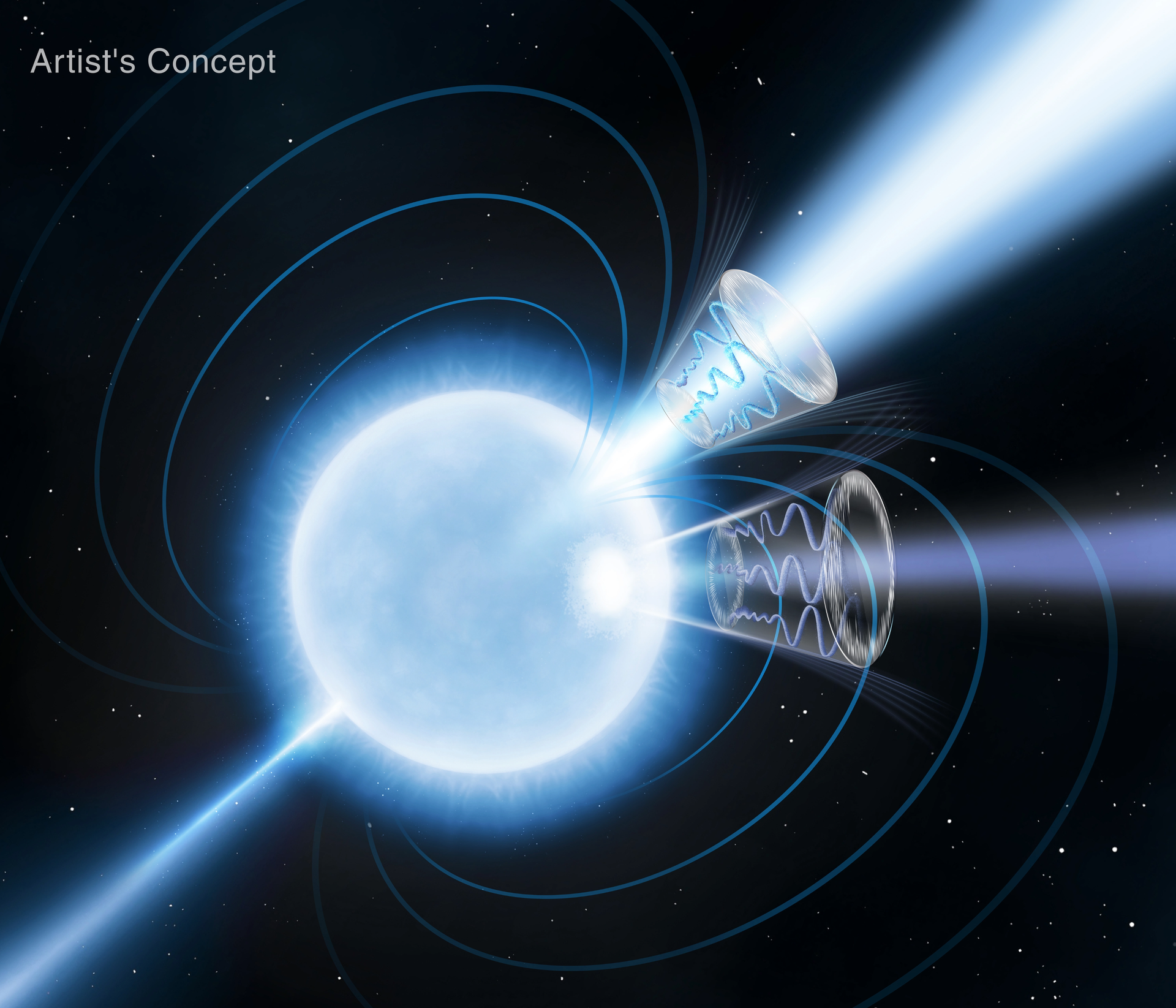 Cientistas que utilizaram o IXPE da NASA realizaram mais de 140 horas de observações do magnetar 1E 1547-5408, mostrado nesta ilustração artística de 5 de agosto de 2026, entre março e abril de 2025 Cientistas que utilizaram o IXPE da NASA realizaram mais de 140 horas de observações do magnetar 1E 1547-5408, mostrado nesta ilustração artística de 5 de agosto de 2026, entre março e abril de 2025