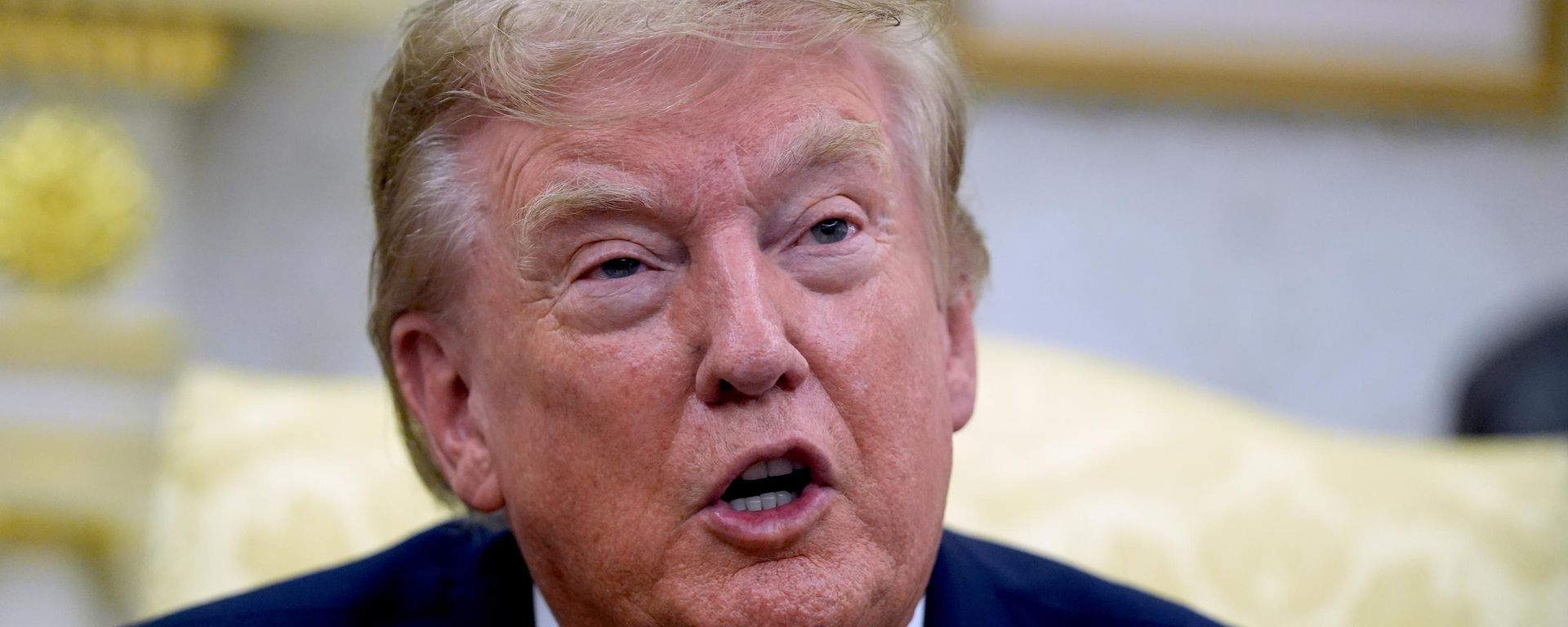 O presidente dos Estados Unidos, Donald Trump, durante conversa com a imprensa no Salão Oval da Casa Branca, em 17 de agosto de 2026 - Sputnik Brasil, 1920, 17.08.2026