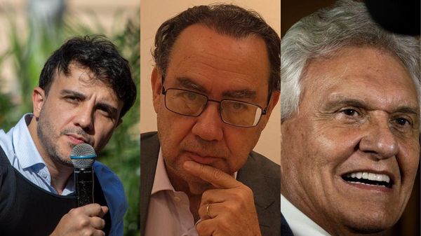 Renan Santos (Missão), Augusto Cury (Avante) e Ronaldo Caiado (PSD) foram os três candidatos que participaram do debate presidencial deste domingo - Sputnik Brasil