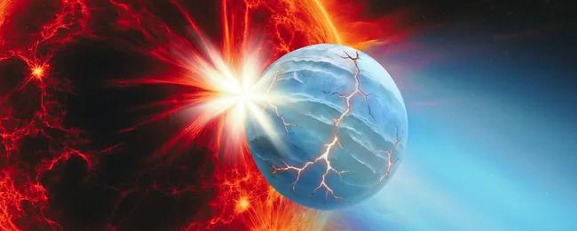 Uma ilustração mostra um mundo oceânico sendo devorado por sua estrela - Sputnik Brasil, 1920, 27.08.2026