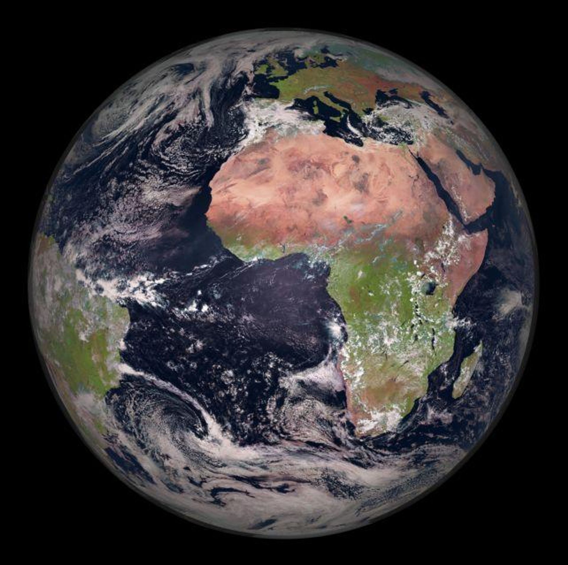 Imagem da Terra captada do espaço pelo satélite Meteosat, da Agência Espacial Europeia Imagem da Terra captada do espaço pelo satélite Meteosat, da Agência Espacial Europeia