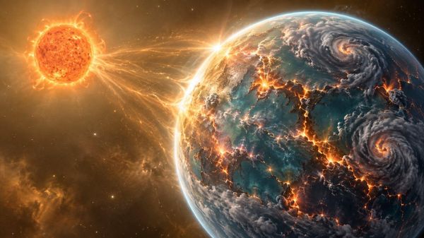Uma ilustração de um exoplaneta rebelde orbitando uma estrela anã vermelha - Sputnik Brasil