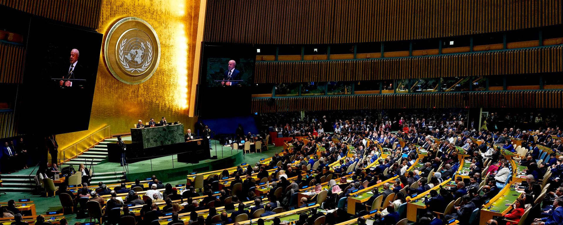 O presidente do Brasil, Luiz Inácio Lula da Silva, discursa durante a 81ª sessão da Assembleia Geral das Nações Unidas, na sede da ONU. - Sputnik Brasil, 1920, 23.09.2026