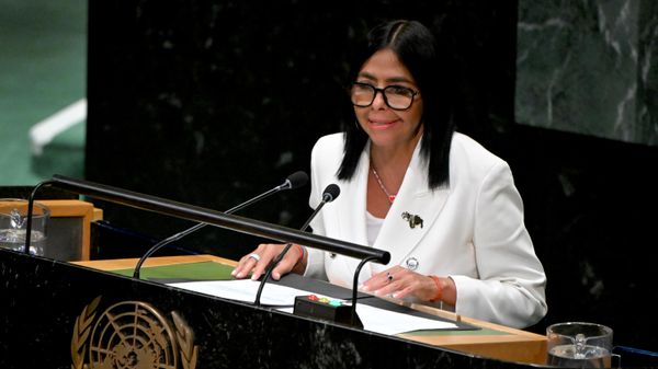 Presidente interina da Venezuela, Delcy Rodríguez, durante sessão da Assembleia Geral da ONU em Nova York. 23 de setembro de 2026 - Sputnik Brasil