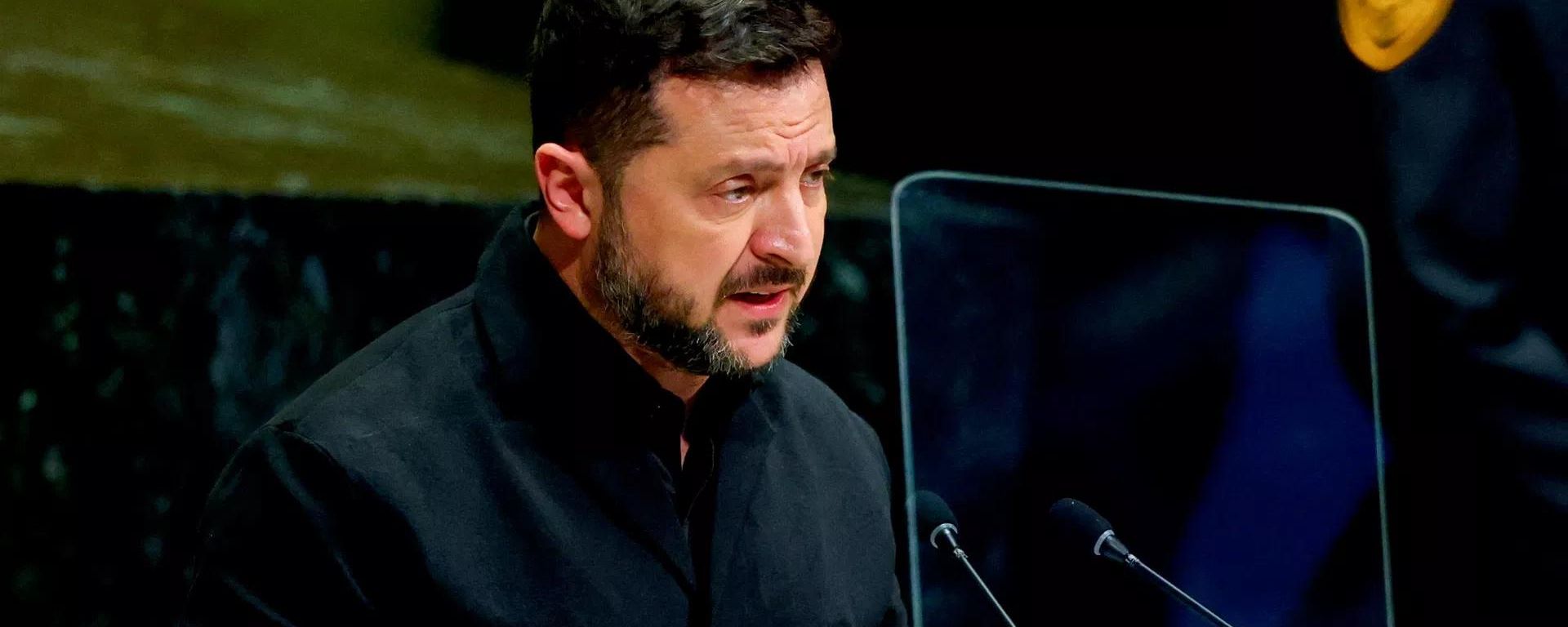 O discurso do atual líder ucraniano, Vladimir Zelensky, no pódio da 81ª sessão da Assembleia Geral da Organização das Nações Unidas (ONU). - Sputnik Brasil, 1920, 25.09.2026