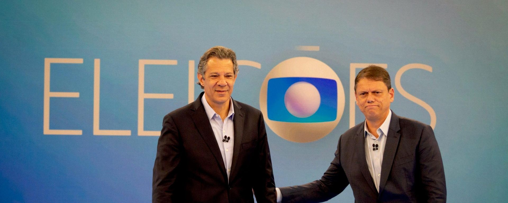 Candidatos ao governo do estado de São Paulo, Fernando Haddad (PT) e Tarcísio de Freitas (Republicanos), durante debate na TV Globo. 30 de setembro de 2026 - Sputnik Brasil, 1920, 30.09.2026