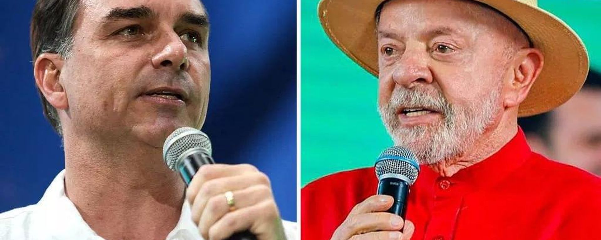 Candidatos à Presidência Flávio Bolsonaro (PL-RJ) e Luiz Inácio Lula da Silva (PT) - Sputnik Brasil, 1920, 20.10.2026