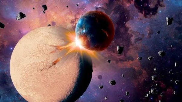 Uma ilustração mostra dois planetas colidindo. Tais colisões podem ser mais comuns ao redor de certos tipos de estrelas  - Sputnik Brasil