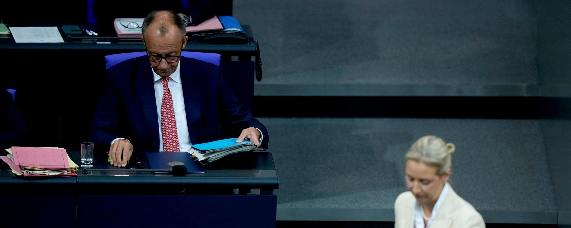 O chanceler da Alemanha, Friedrich Merz, e a copresidente do partido Alternativa para a Alemanha, Alice Weidel - Sputnik Brasil, 1920, 16.10.2026