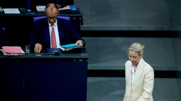 O chanceler da Alemanha, Friedrich Merz, e a copresidente do partido Alternativa para a Alemanha, Alice Weidel - Sputnik Brasil