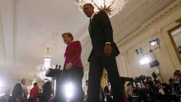 O presidente dos Estados Unidos, Barack Obama, e a chanceler da Alemanha, Angela Merkel - Sputnik Brasil