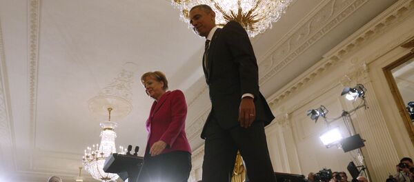 O presidente dos Estados Unidos, Barack Obama, e a chanceler da Alemanha, Angela Merkel - Sputnik Brasil